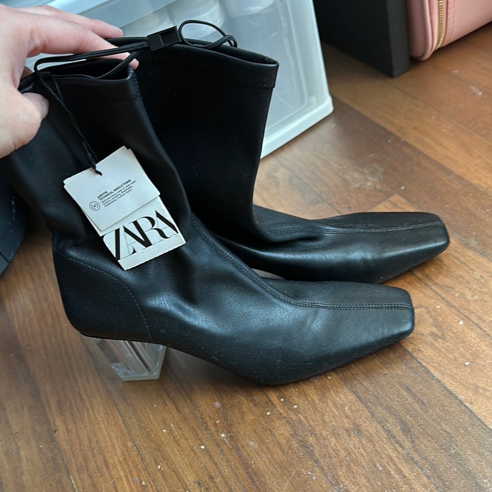 Zara Black Heeled Boots - NEW